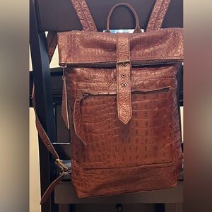 Dolce & Gabbana Alligator roll top rucksack backpack cognac brown